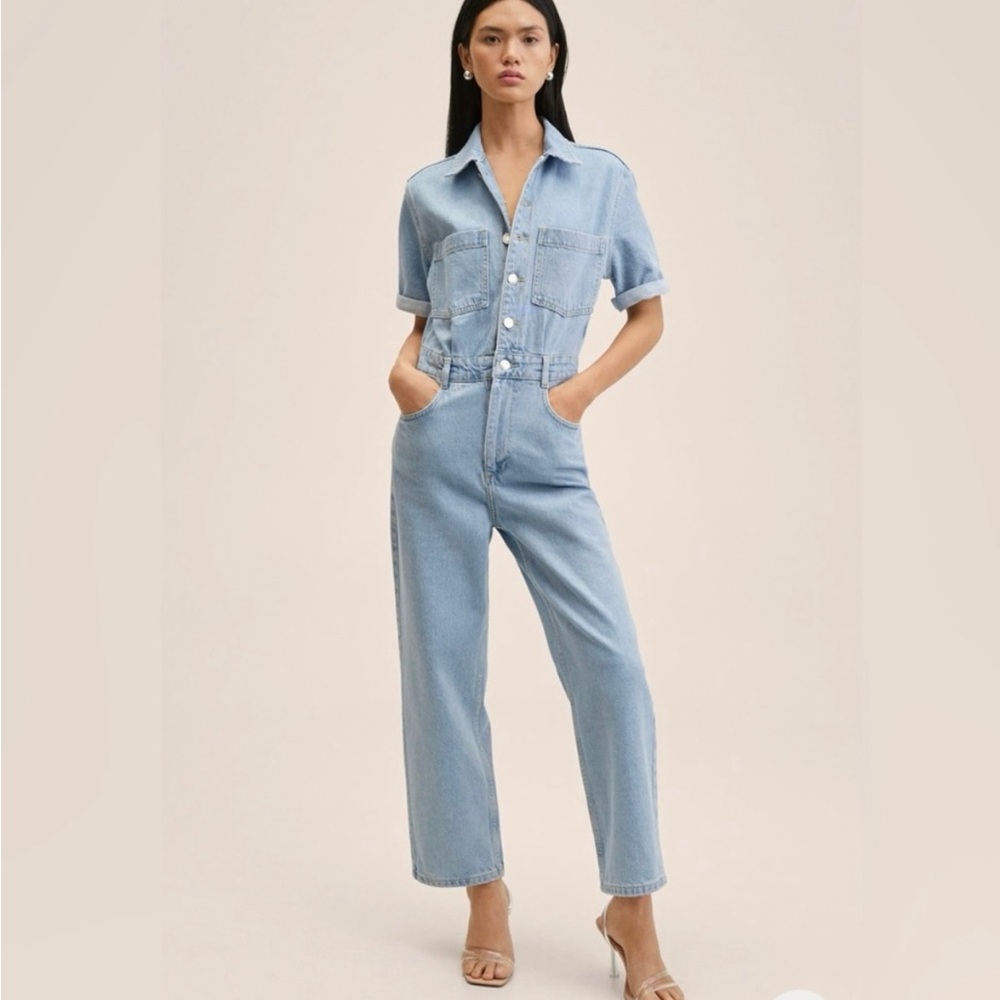 Cotton denim jumpsuit by Mango